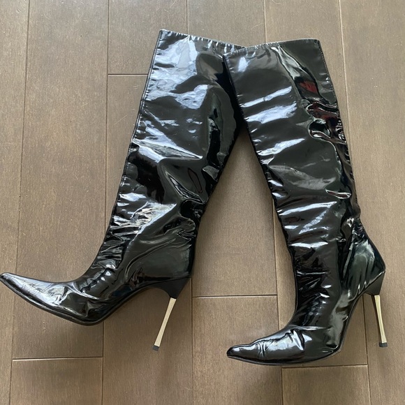Gucci Tom Ford Patent Leather Boots Black 38 - Picture 3 of 4
